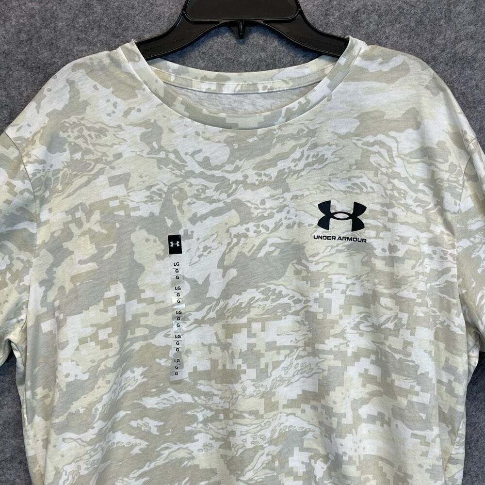 NWT UNDER ARMOUR T-Shirt Men's Large White Gray ABC Camo Short Sleeve Crew Neck - Picture 2 of 15